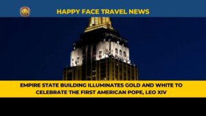 Empire State Building Illuminates Gold and White to Celebrate the First American Pope, Leo XIV
